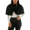 Nina Leonard Faux Fur Bolero In Black