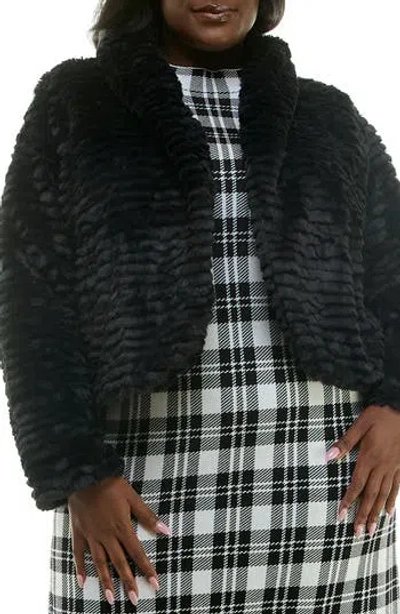 Nina Leonard Faux Fur Bolero Jacket In Black