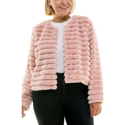 Nina Leonard Faux Fur Bolero Jacket In Pink