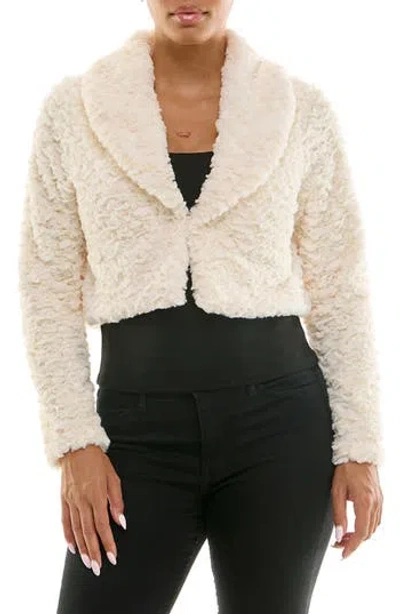 Nina Leonard Faux Fur Bolero In White