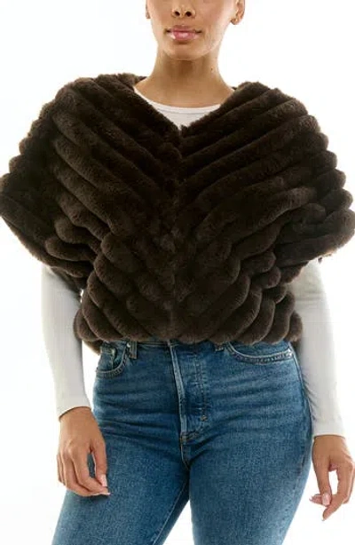 Nina Leonard Faux Fur Capelet In Brown
