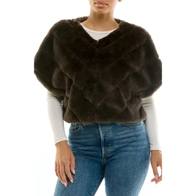 Nina Leonard Faux Fur Capelet In Brown