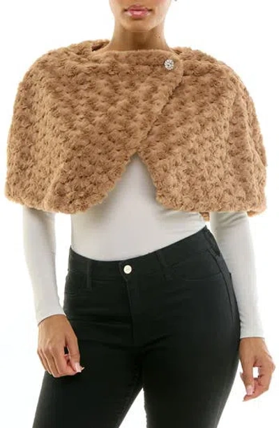 Nina Leonard Faux Fur Capelet In Brown