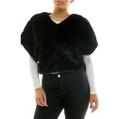 Nina Leonard Faux Fur Capelet In Black