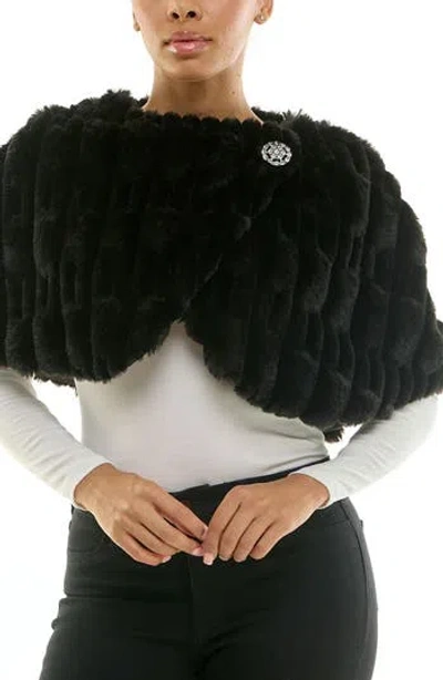 Nina Leonard Faux Fur Capelet In Black