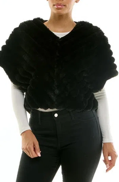 Nina Leonard Faux Fur Capelet In Black
