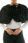 Nina Leonard Faux Fur Capelet In Black