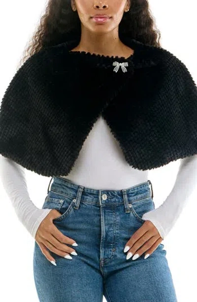 Nina Leonard Faux Fur Capelet In Black