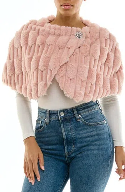 Nina Leonard Faux Fur Capelet In Pink