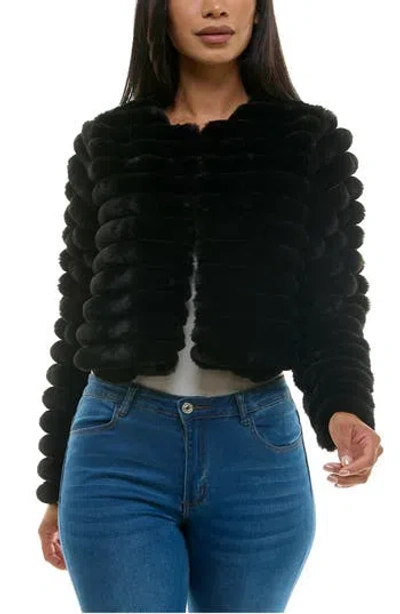 Nina Leonard Faux Fur Long Sleeve Bolero In Black