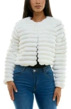 Nina Leonard Faux Fur Long Sleeve Bolero In Ivory