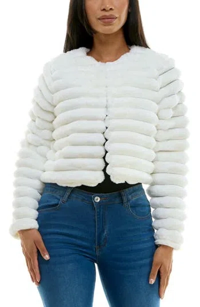 Nina Leonard Faux Fur Long Sleeve Bolero In Ivory
