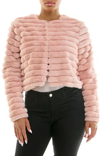 Nina Leonard Faux Fur Long Sleeve Bolero In Pink