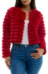 Nina Leonard Faux Fur Long Sleeve Bolero In Red