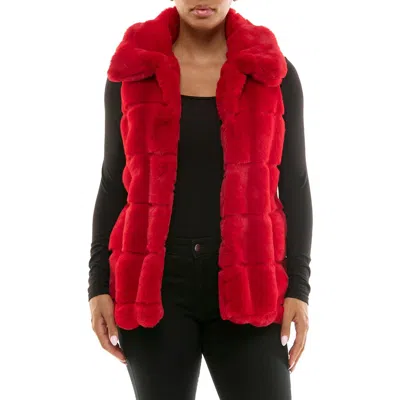 Nina Leonard Faux Fur Vest In Red
