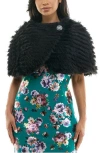 Nina Leonard Faux Fur Wrap Capelet In Black