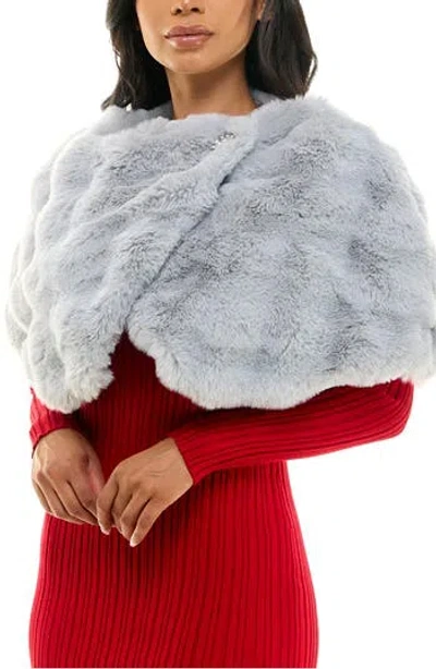Nina Leonard Faux Fur Wrap Capelet In Dove