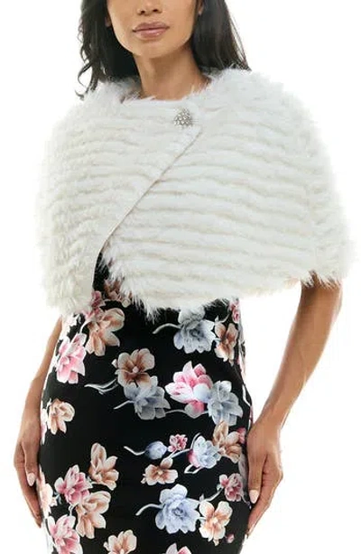 Nina Leonard Faux Fur Wrap Capelet In Ivory