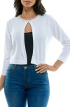 Nina Leonard Faux Pearl Knit Sweater Bolero In White
