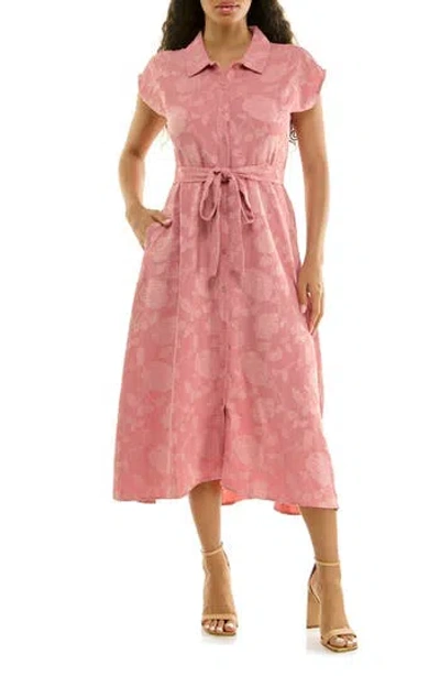 Nina Leonard Floral Cap Sleeve Shirtdress In Multi
