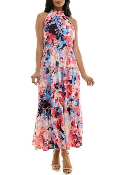 white christmas dresses Pleated Chiffon Floral Midi Dress main image 0