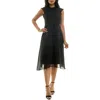 Nina Leonard Flutter Sleeve Chiffon Midi Dress In Black