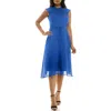 Nina Leonard Flutter Sleeve Chiffon Midi Dress In Blue