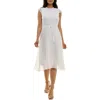 Nina Leonard Flutter Sleeve Chiffon Midi Dress In Ivory