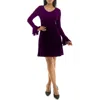 Nina Leonard Fringe Cuff Sweater Dress In Purple