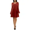 Nina Leonard Fringe Cuff Sweater Dress In Rust
