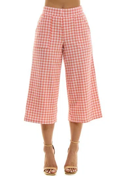 Nina Leonard Gingham Crop Wide Leg Pants In Multi