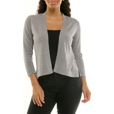 Nina Leonard Glitter Open Front Shrug In Multi