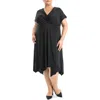 Nina Leonard Handkerchief Hem Dress In Black