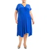 Nina Leonard Handkerchief Hem Dress In Deep Sea