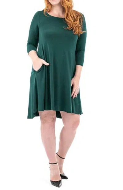 Nina Leonard High-low Trapeze Dress In Green
