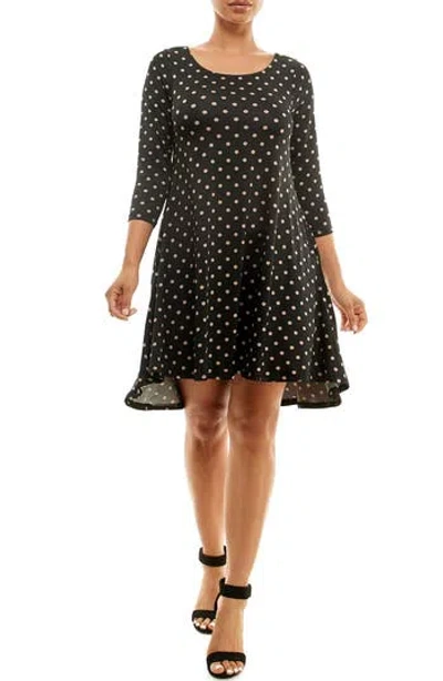 Nina Leonard High-low Trapeze Dress In Black