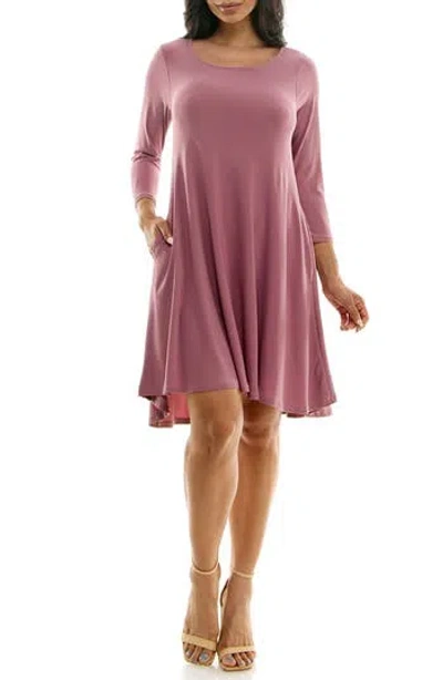 Nina Leonard High-low Trapeze Dress In Purple