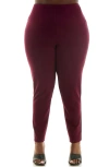 Nina Leonard High Waist Tech Crepe Leggings In Deep Wine
