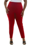 Nina Leonard High Waist Tech Crepe Leggings In Nina Red