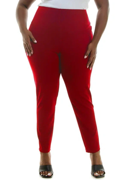 Nina Leonard High Waist Tech Crepe Leggings In Red