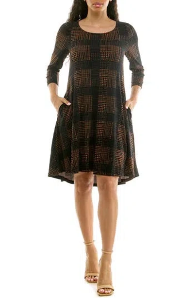 Nina Leonard High-low Trapeze Dress In Brown