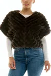 Nina Leonard Immediate Apparel L2513af Angled Faux Fur Shrug Sweater Jacket In Brown