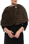 Nina Leonard Immediate Apparel L2576cwf Formal Wrap Over Faux Fur Capelet In Brown