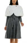 Nina Leonard Immediate Apparel L8497af Formal Faux Fur Cape In White