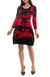 Nina Leonard Jacquard Fit & Flare Sweater Dress In Multi