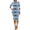Nina Leonard Jacquard Long Sleeve Sweater Dress In Blue
