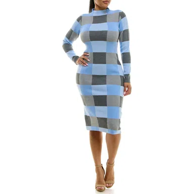 Nina Leonard Jacquard Long Sleeve Sweater Dress