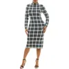 Nina Leonard Jacquard Long Sleeve Sweater Dress In Black/white