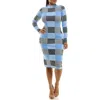 Nina Leonard Jacquard Long Sleeve Sweater Dress In Charcoal/light Blue