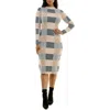 Nina Leonard Jacquard Long Sleeve Sweater Dress In Grey/tan Multi
